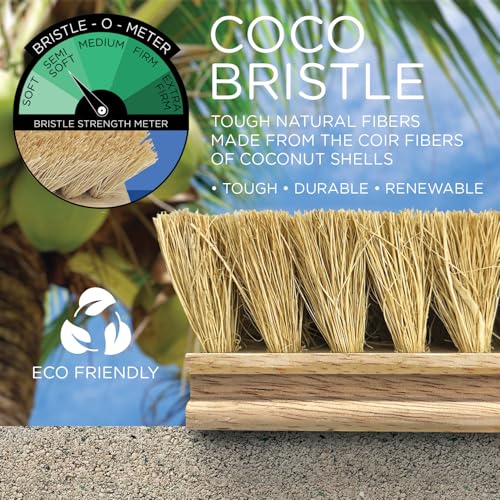 LOLA Deck Scrub Brush, 9" x 3.5" Head w/Natural Coco Bristles for Outdoor Cleaning, Removes Dirt & Grime from Patios, Decks, Grout, 1 Count - size: 1 Count, style: Coco Deck Broom -Steel Handle