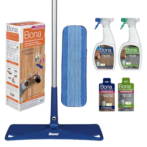 Bona Multi-Surface Floor Care Kit - Includes Microfiber Mop, Microfiber Cleaning Pad, Hardwood Floor Cleaning Solution, and Multi-Surface Floor Cleaning Solution - Kit for Hard Floors