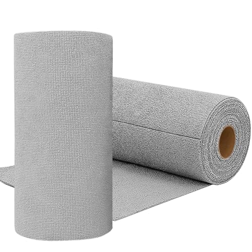 Niurewan 75 Pack Microfiber Cleaning Cloth Roll,Reusable Tear Away Microfiber Towels,Washable Ultra Absorbent Rags Drying Dishcloths for Car,Home,Garage or Shop(Grey) - color: Grey