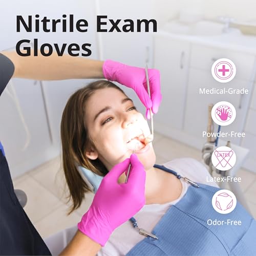 SwiftGrip Powder-Free Nitrile Gloves, 3-mil, Disposable Nitrile Gloves, Latex-Free, Powder-Free - Pink/Fuchsia - size: X-Small