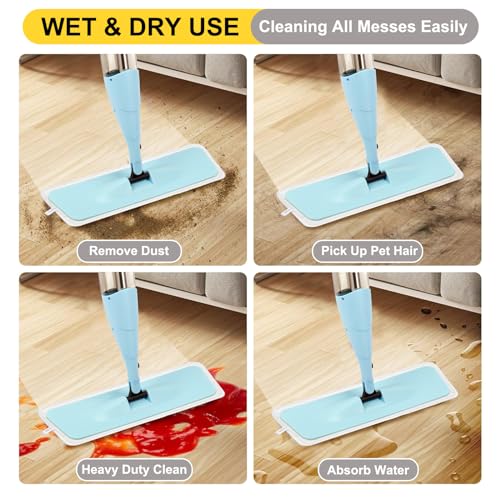 16.5 inch Reusable Mop Pads Microfiber Spray Mop Replacement Heads for Wet/Dry Mops Compatible with Bona Floor Care System (5 Pack) - color: Gray