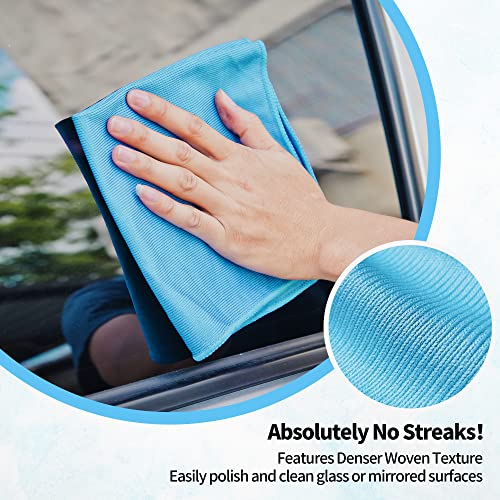 Microfiber Glass Cleaning Cloth - 10 Pack Polishing Cloths, 16" x 14" Window Cleaning Towel, Streak Free, Lint Free, Great for All Delicate Surface, Glasses, Stainless Steel, Windshield. - color: Blue, size: 16" x 14"