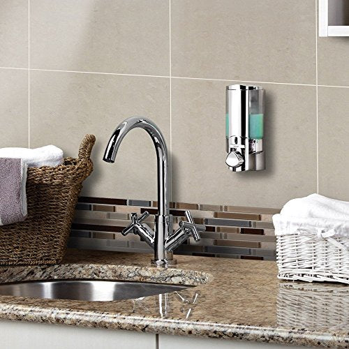 Better Living Products 76140-1 AVIVA 1 Chamber Wall Mount Soap and Sanitizer Dispenser, Chrome | 1 Chamber, Soap and Sanitizer Dispenser Pump, No Drill