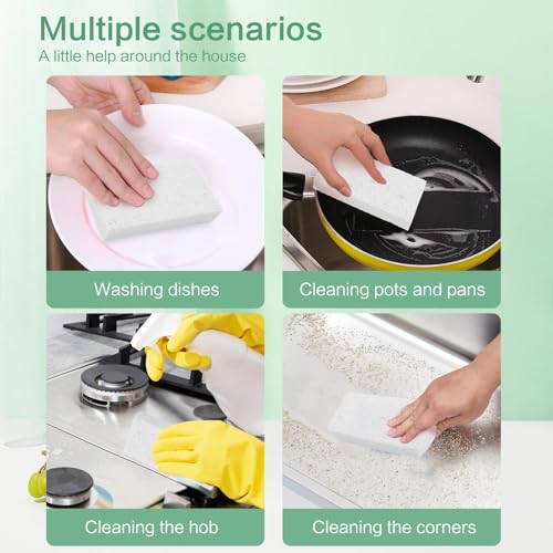 Large Cellulose Sponges, Kitchen Sponge for Dish, Thick Heavy Duty Scrub Pads, Non-Scratch Scrubber for Household/Cookware/Bathroom/Office/Boat 5.5" x 3" x 1" (7 Pack) White - color: White