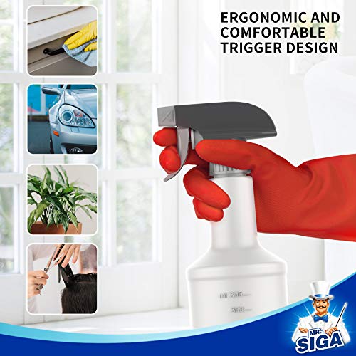 MR.SIGA 16 oz Empty Plastic Spray Bottles for Cleaning Solutions, Heavy Duty Household Reusable Spray Bottles with Measurements and Adjustable Leak Proof Nozzle, 3 Pack - size: 470ml, 3 Pack
