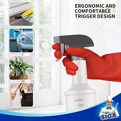 MR.SIGA 16 oz Empty Plastic Spray Bottles for Cleaning Solutions, Heavy Duty Household Reusable Spray Bottles with Measurements and Adjustable Leak Proof Nozzle, 3 Pack - size: 470ml, 3 Pack