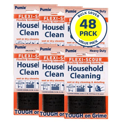 PUMIE Flexi-Scour (48 Pack) - Flexible Scrubbing Screen - Heavy Duty Scouring Pad - Abrasive Grit Cleaning Screen for Toilet Bowls, Grills, Removes Carbon, Rust, Scale, Grime - 5.5x4 in, FLEX-48 C - size: 48 Pack