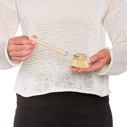 Redecker Dish Brush, Tampico Fiber, 1-1/2 Inch Round, Single – Wooden Dish Scrub Brush for Everyday Cleaning, Untreated Beechwood, Made in Germany - size: Single Unit, 1-1/2-Inches Diameter