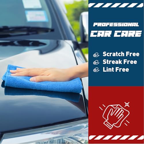TEAWOO Blue Microfiber Towels Bulk-400 Pack, Cleaning Cloths Bulk, Microfiber Towels for Cars, Cleaning Rags Blue (12x12 inches) - color: Blue, size: 400 Pack