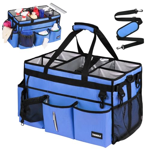 Extra-Large Wearable Cleaning Caddy With Detachable Divider,Cleaning Caddy For Cleaning Supplies Large Cleaning Supply Caddy With Adjustable Shoulder Strap & Waist Belt For Cleaners - color: Blue, size: Extra-Large