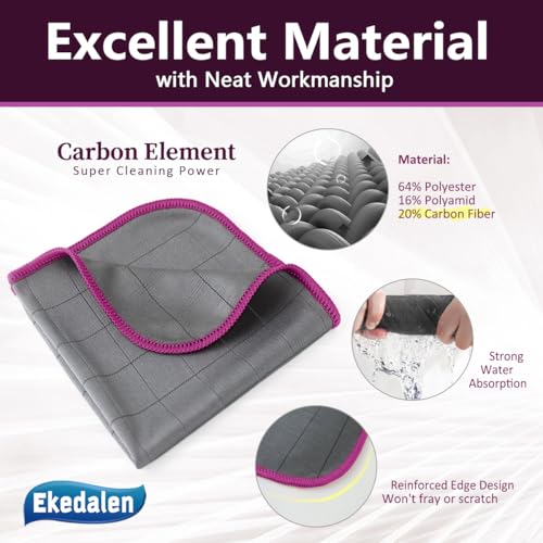 Microfiber Cleaning Cloth Lint Free Glass Cleaner Window Polishing Streak Free Miracle Easy Clean Rag Reusable for Mirror Kitchen Dish Auto Detailing, Grey-Purple - color: Grey-purple
