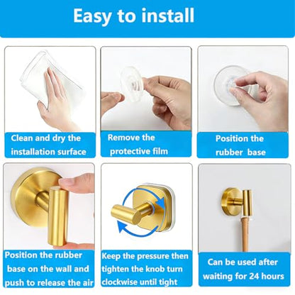 4 Pack Suction Cup Hooks Strong Towel Shower Storage Gold Wall Twist Tight Suction Hooks for Wash Wreath Hanger Loofah - color: Gold