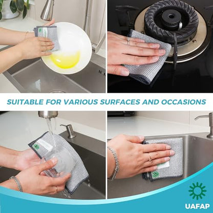 24 PCS Non Scratch Wire Dishcloth, Cleans Fast Without Scratching, Stands Up to Stuck-on Grime, Multi-Surface Safe, Wire Dishwashing Rag Cleaning Power for Everyday Jobs 7.87“ x 7.87” - color: 24pcs[three-layer]