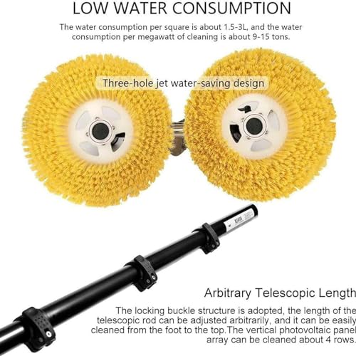 Solar Cleaning Brush,Telescopic Pole with Water Connection,with 5pcs Gloves,Low Water Consumption,for Cleaning Large Windows/High Walls/Signs/Roofs/Outdoor LED Screens 7.5m - color: 7.5m
