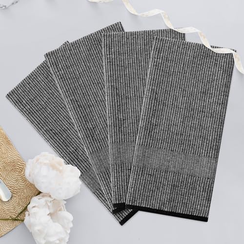 Homaxy Premium Kitchen Towels(18”x 28”, 12 Pack), Large Cotton Kitchen Hand Towels, Flat and Terry Dish Towels, 380 GSM Highly Absorbent Tea Towel Set with Hanging Loop, Black - color: Black, style: 12-pack