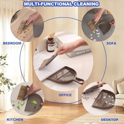 Mini Broom and Dustpan Set Hand Broom with Dustpan Portable Housekeeping Cleaning Tools for Desk,Counter,Sofa,Kitchen,Office,Nest (Off White) - color: Off white