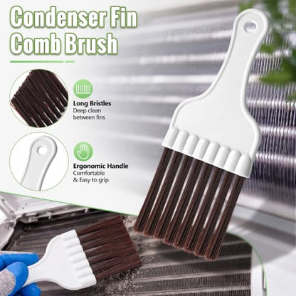 Dreyoo 4PCS AC Fin Comb Cleaner Kit, Air Conditioner Fin Comb, Air Coil Cleaning Brush & AC Straightener Coil Cleaner for HVAC, Evaporator, Refrigerator, Radiator Repair Tool - style: Brush