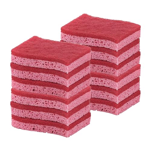 Kitchen Sponges for Washing Dishes, Non-Scratch Cellulose Dish Scrub Sponges, Cleaning Sponges for Household Use, Safe Cleaning Products, Kitchen Sponges Pack of 12, by Superio - color: Red, size: 12-pack