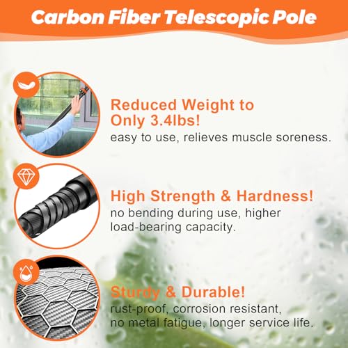 4.7-30FT Carbon Fiber Telescopic Squeegee for Window Cleaning Kit | Ultra-Light Heavy-Duty Carbon Fiber Extension Pole with 3/4 threaded Tip for Wide Accessory Compatibility - size: 30 FT