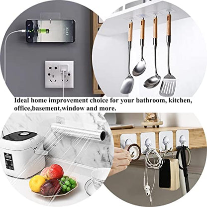 JINSHUNFA Adhesive Wall Hooks 13LB Heavy Duty No Drill Transparent Waterproof Hooks for Bathroom Kitchen Towel Coat 12 Pack - size: 12 Medium hooks