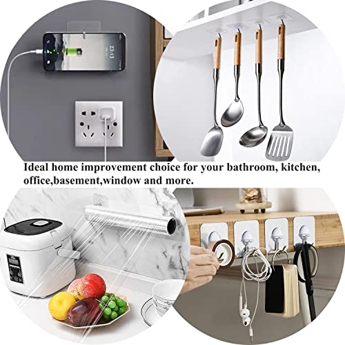JINSHUNFA Adhesive Wall Hooks 13LB Heavy Duty No Drill Transparent Waterproof Hooks for Bathroom Kitchen Towel Coat 12 Pack - color: Clear, size: Medium 12 Pcs
