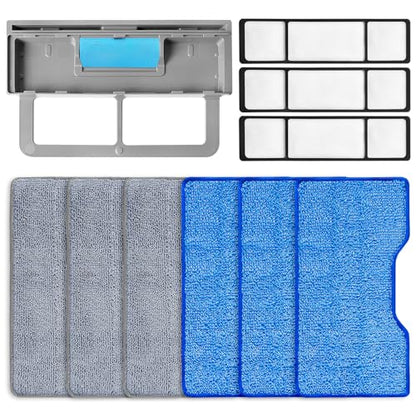 Reusable Replacement Pads Compatible with Shark Vac Pad VM252 VM251 VM200 VC205 VM250 VM200 VM200C VM190 VM250 QM250 VM190 VM200P12 Vacuum Mop Refills Upgraded Design of Dirt Chamber, 6+3+1 Pack - color: blue&grey,1+3+6 Pack