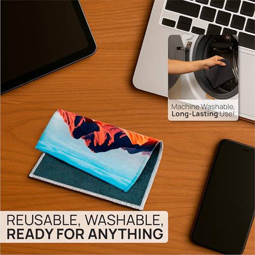 Microfiber Wholesale Quick Cloth Glasses Cleaning Cloths–5x7 Desert 2-Pack with Case | Double-Sided Lens Cleaner for Eyeglasses, Camera, Screens & Glass | Reusable Microfiber Glass Polishing Cloths - color: Desert, size: 5"x7"