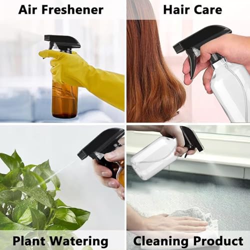 2 Pack Leakproof Spray Bottles 300ml - Adjustable Nozzle (Mist/Jet), Refillable PET Plastic for Hair, Cleaning, Plants, Travel | BPA-Free, No-Spill Design, Salon & Home Essentials (Clear) - color: Clear