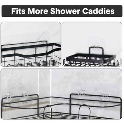 3 Pack Shower Caddy Adhesive Replacement, Strong Adhesive Hooks for Shower Caddy, Waterproof Adhesive Strips, No Drilling, for Bathroom Storage Shelves and Kitchen Racks - color: Transparent-3 Pack 3 Hooks