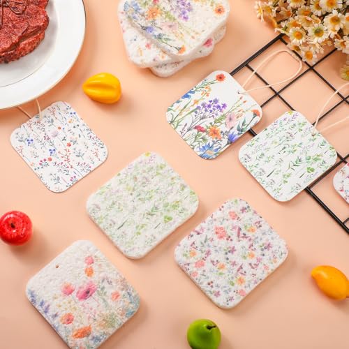 Hahafelt 36 Counts Compressed Cellulose Sponges Bulk Cute Wildflower Pop up Sponges Natural Compostable Non Scratch Dish Kitchen Gifts for Washing Dishes, Travel Cleaning Countertop Sink - style: Wildflower