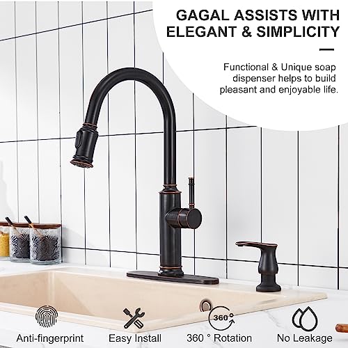 GAGALIFE Kitchen Sink Soap Dispenser Oil Rubbed Bronze, Built in Soap Dispenser with 17 OZ Bottle, Refill from The Top, Liquid Dispenser for Kitchen Sink - color: Oil-rubbed Bronze, size: with Bottle