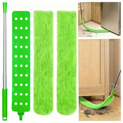 Retractable Gap Dust Cleaner Under Appliance Cleaning Tool, GMLRKY Flat Duster for Under Refrigerator Fridge Stove Couch Bed, Skinny Thin Duster for Tight Spaces (Green) - color: Green