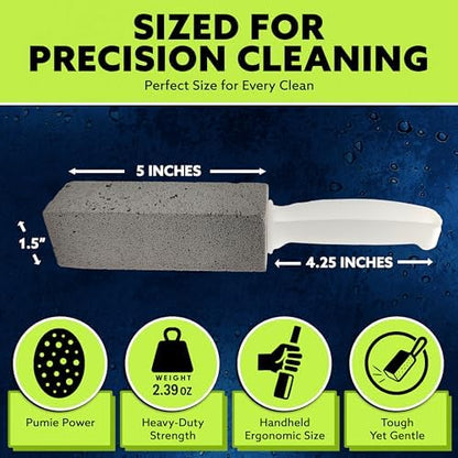 PUMIE Pumice Stone Toilet Bowl Cleaner (12-Pack) - Toilet Pumice Stone with Handle - Heavy Duty Scouring Stick for Rings, Bowls, Hard Water Stains, Lime, Rust, Sink - Includes Handle for Easy Use - size: 1 Count (Pack of 12)