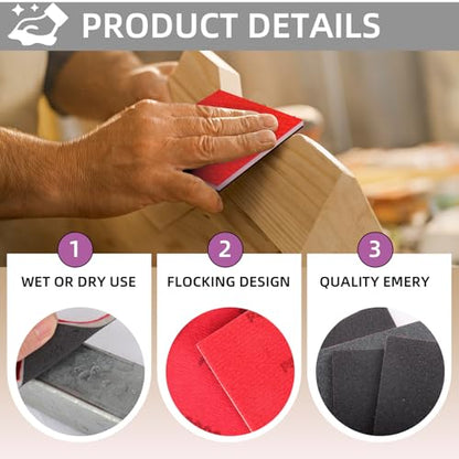 24 Pcs 3 x 4 Inch Sanding Sponge Set, 600 Grit Abrasive Sanding Pads Soft Foam Hand Sander Block Wet Dry Sandpaper for Wood Metal Drywall Furniture Paint Polishing - size: 24pcs 600 Grit, style: Aluminum
