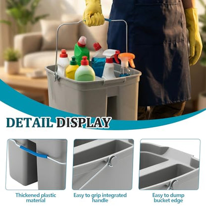 Sawysine 2 Pack 23 Qt Double Layer Large Plastic Cleaning Bucket, 18.1 Inch Cleaning Caddy Organizer with Handles Compatible with Flat Head Sponge Mops, Suitable for Household Storage Kitchen Bathroom