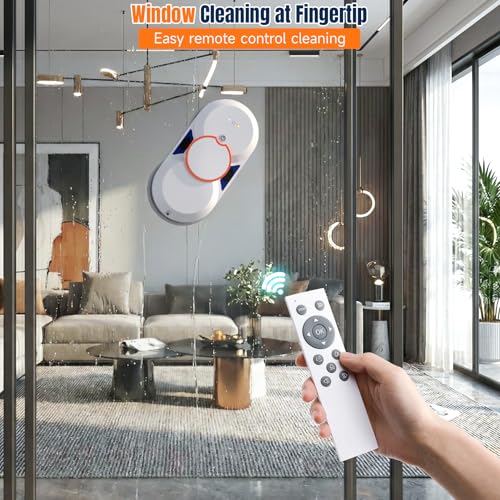 Smart Window Cleaning Robot - 5600Pa Suction Power, Double Ultrasonic Spray, 2 30ml Tanks, Smart Navigation, Anti-Drop, Remote Control, 3 Cleaning Modes for High Window Tile Mirror Glass Door