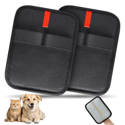 2 Pcs Pet Hair Removal Gloves, Reusable Electrostatic Pet Cat Dog Hair Remover Grooming Gloves Brush Tool for Couch, Furniture, Carpet, Car Seat (2 Pcs Black) - color: 2 Pcs Black