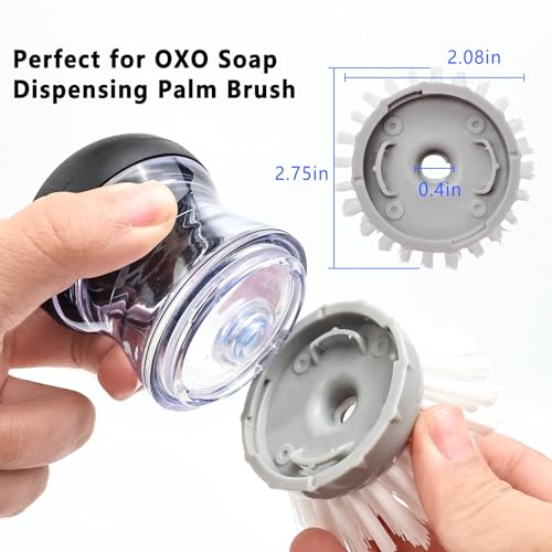 4 Pack Brush Refills for OXO Dish Brush Refill B, Brush Head Replacement OXO Dish Brush Replacement Head（Grey Round） - color: Grey Round