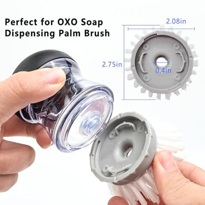 4 Pack Brush Refills for OXO Dish Brush Refill B, Brush Head Replacement OXO Dish Brush Replacement Head（Grey Round） - color: Grey Round