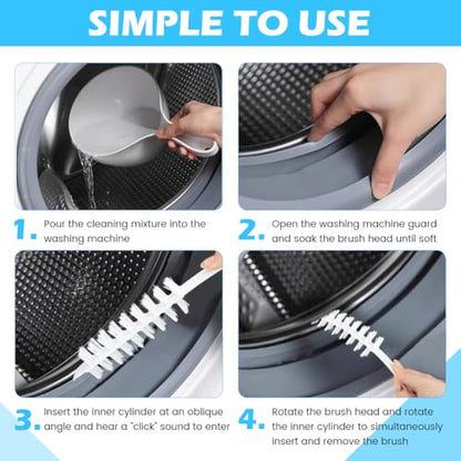 2 Pcs Washing Machine Cleaning Brush, Rolling Washing Machine Cleaner Front Loader Cleaning Tools with Storage Hook (23.23 x 5.51 x 1.38 inch)