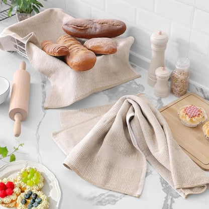 Homaxy Premium Kitchen Towels(18”x 28”, 3 Pack), Large Cotton Kitchen Hand Towels, Flat and Terry Dish Towels, 380 GSM Highly Absorbent Tea Towels Set with Hanging Loop, Multicolor - color: Multicolor, style: 3-pack