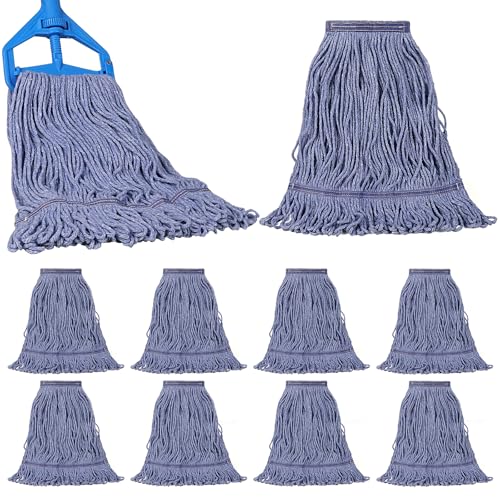 JERIA 8 Pack Heavy Duty Mop Head Replacements,String Mop Head for Commercial,Used for Home,Office and Kitchen,Washable,Reusable Mop - size: 8 Pack