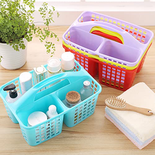 Haundry Plastic Shower Caddy Basket with 3 Compartments, Portable Divided Cleaning Supply Storage Organizer with Handle (Pink) - color: A Style-Pink