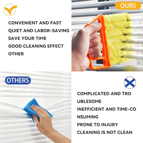 2 Pcs Blinds Cleaner Duster Tool 7 Finger Microfiber Washable Mini Window Dusters for Cleaning Dust Remova for Window Air Conditioner Vent Fans Venetian Shades Wood Blinds Dust Dirt - color: Orange