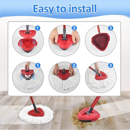 Mop Heads Replacements for Ocedar, Mop Replace Head for O Cedar EasyWring 1-Tank Spin Mop, 6 Mop Heads Include 3 Microfiber Mop Refills, 2 Upgrade Scrubber Mop Head, 1 Mop Base for O-Cedar Mop - size: for ocedar easywring 1-tank