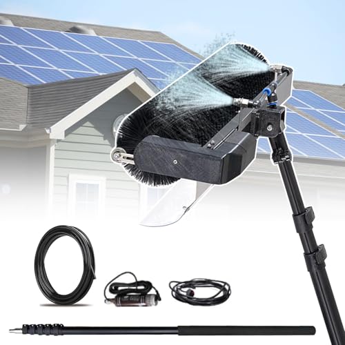 Solar Panel Cleaning Brush and Pole, Electric Water Fed Pole Kit, 60cm Roller Brush, Adjustable Telescopic Pole, Window Washing Cleaning Kit (5.5m)
