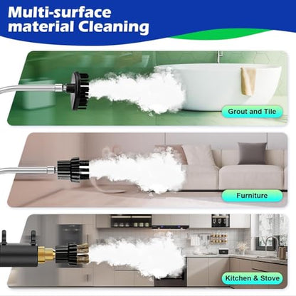 Steam Cleaner,2500W High Temperature High Pressure Steam Cleaner with 3 Brush Heads, Portable Steam Cleaners with 1.5L Tank For Car Detailing Kitchen Bathroom Floors(White) - color: White Black