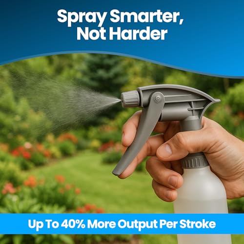 Leak-Free Acid Resistant Spray Nozzle for Bottles – Heavy-Duty Spray Bottle Nozzle with 9.5" Dip Tube – Industrial Sprayer for Acid-Based Wheel Cleaner Used in Car Detailing - Set of 4