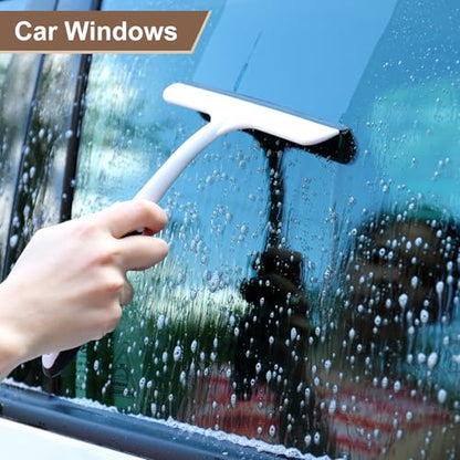 HARFINGTON 2pcs Squeegee 5 Inch Length Auto Water Blade Shower Squeegee with Non-Slip Handle for Car Windshield Window Cleaner Glass Door, Orange