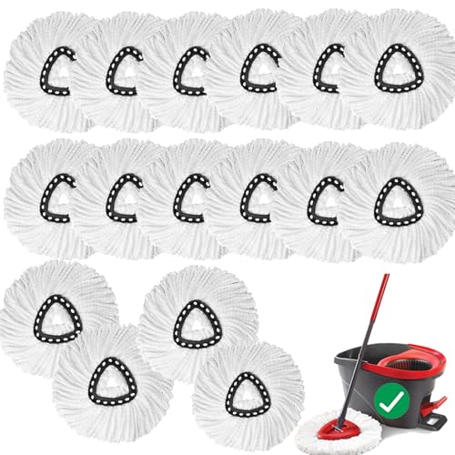 16 PCS Spin Mop Replacement Head,100% Microfiber Mop Heads Replacements Compatible with Triangle Spin Mop,360 Degree Round Spin Mop Replacement Head for Easy House Cleaning Floor Mopping - size: 16